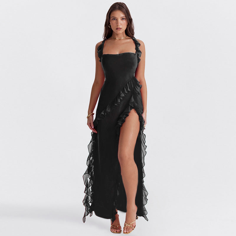 Giorgia - Long Dress with Ruffles and Opening