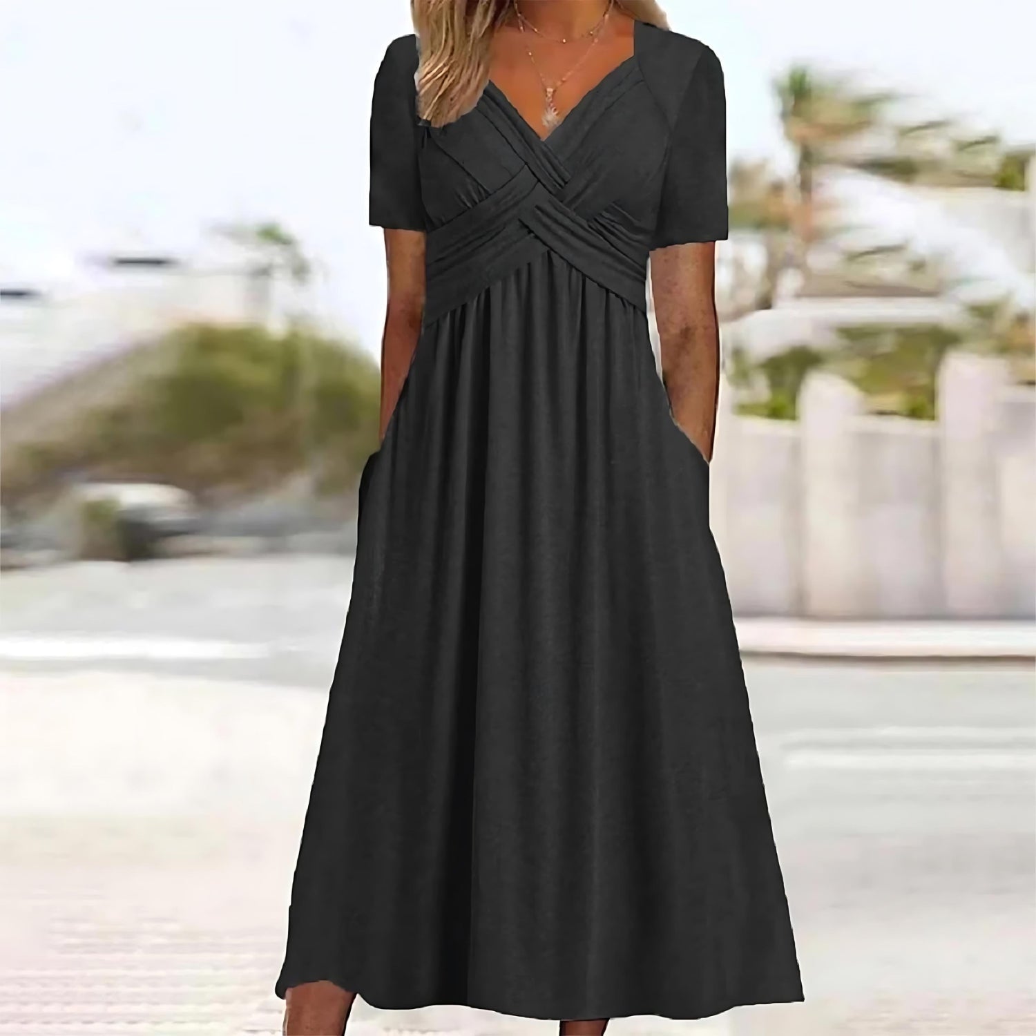 Jamaica - Elegant Midi Dress with Tummy Coverage